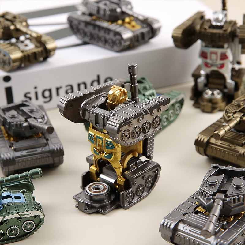 Children's Stress-Relief DIY Fidget Spinner Transforming Tank Car Finger Spinning Top Toy for Kids