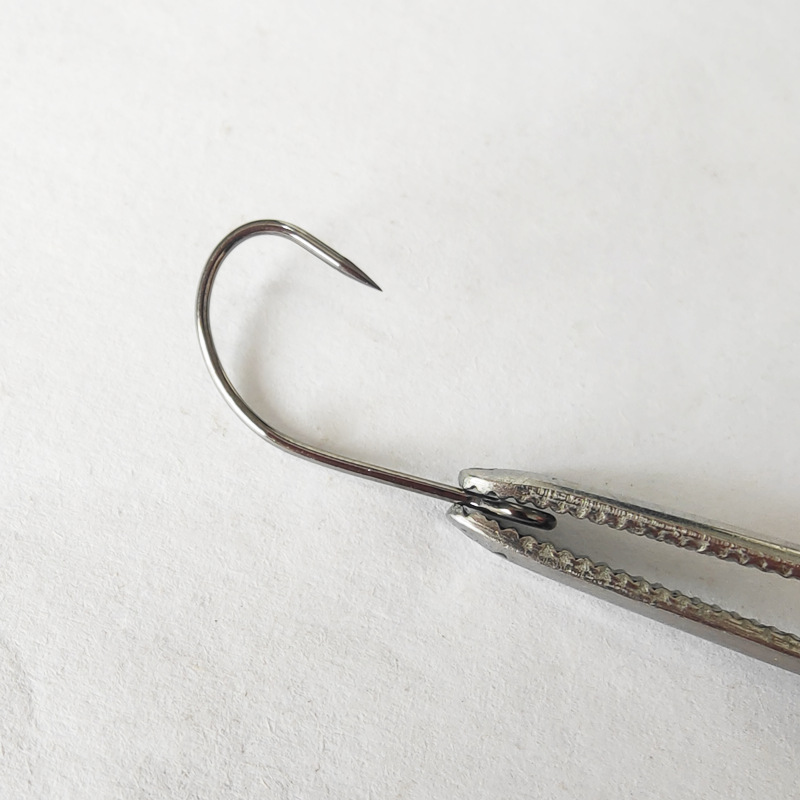 Ordinary spiny barbed Luya single hook big eye horse mouth hook tube with hole sequin line set fish hook micro hook