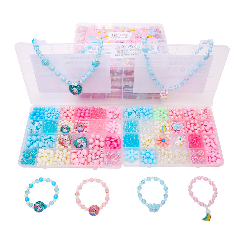 Beaded Kidsren's Toys Girls Handmade DIY Material Package Girls Necklace Bracelet Jewelry Wear Beads Puzzle
