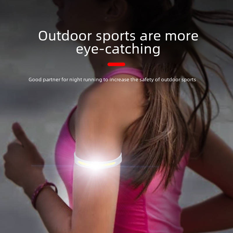 New Silicone running light outdoor sports warning light COB luminous bracelet USB charging arm band wrist strap light