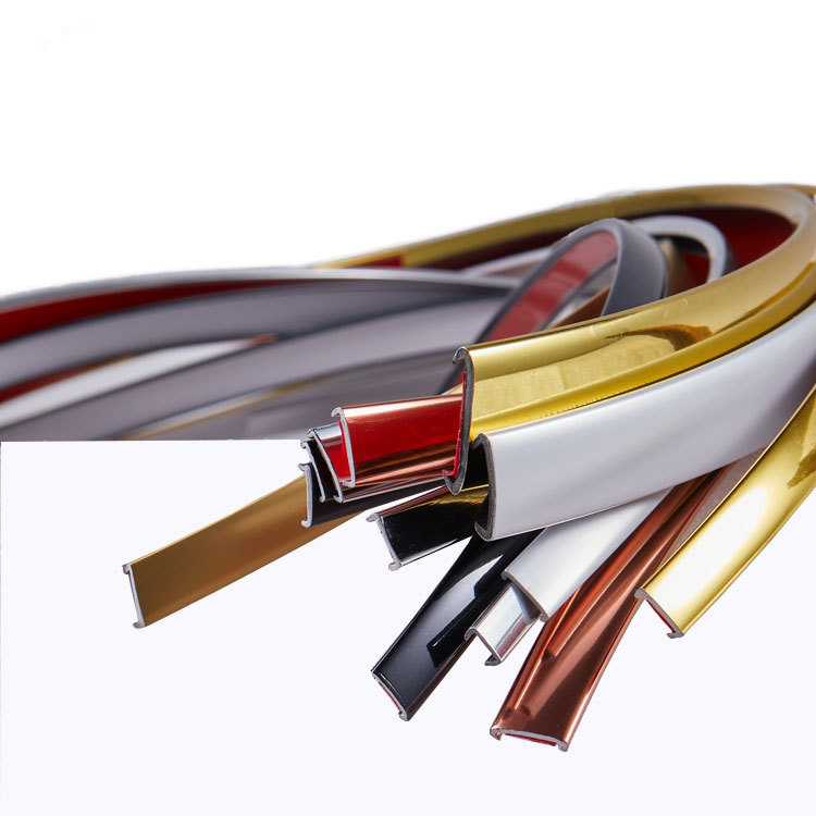 Manufacturer Customized Electroplated Glossy Decorative Painting Photo Frame Edge Banding Strip 12mm Self-Adhesive U-Shaped Edge Strip Pvc Decorative Strip