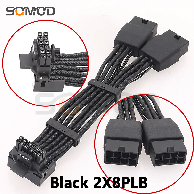 16AWG embossed line 2x8pin 8PIN to 16Pin 12VHPWR connector 90 degree elbow new graphics card line