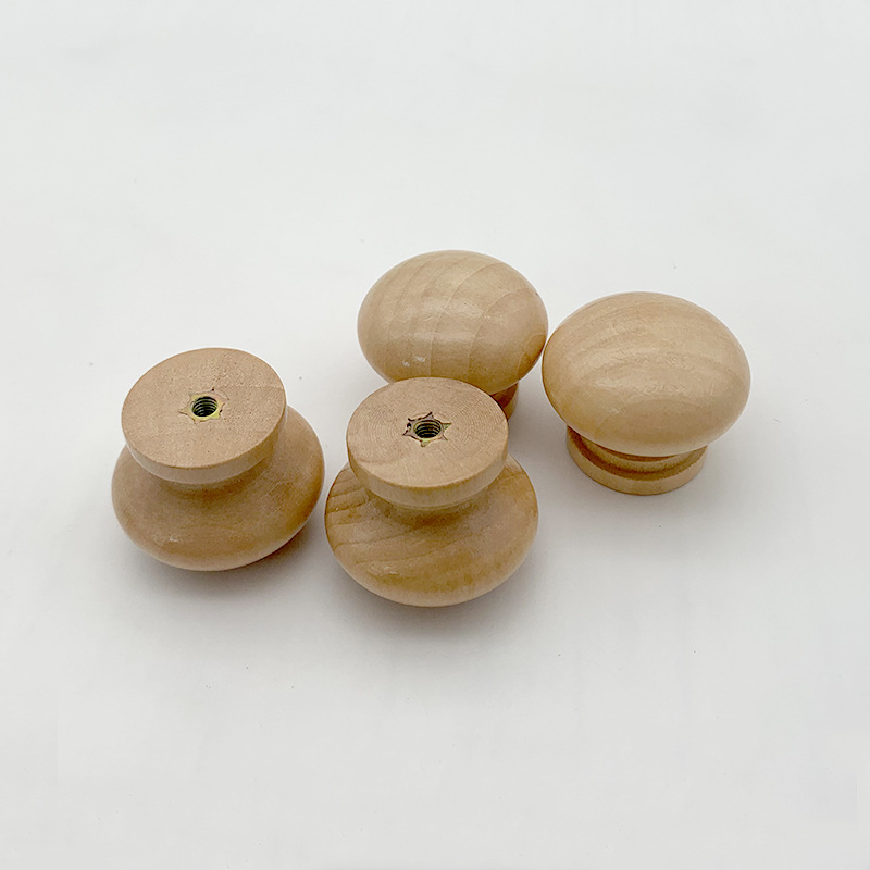 Factory Wholesale Natural Wood Mushroom-Shaped Wooden Handle Single-Hole Drawer Handle Round Wooden Handle Cabinet Drawer Wooden Handle