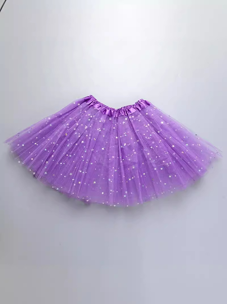 Children's tutu skirt princess sequins three-layer 6-piece mesh skirt tutu gauze skirt tutu children