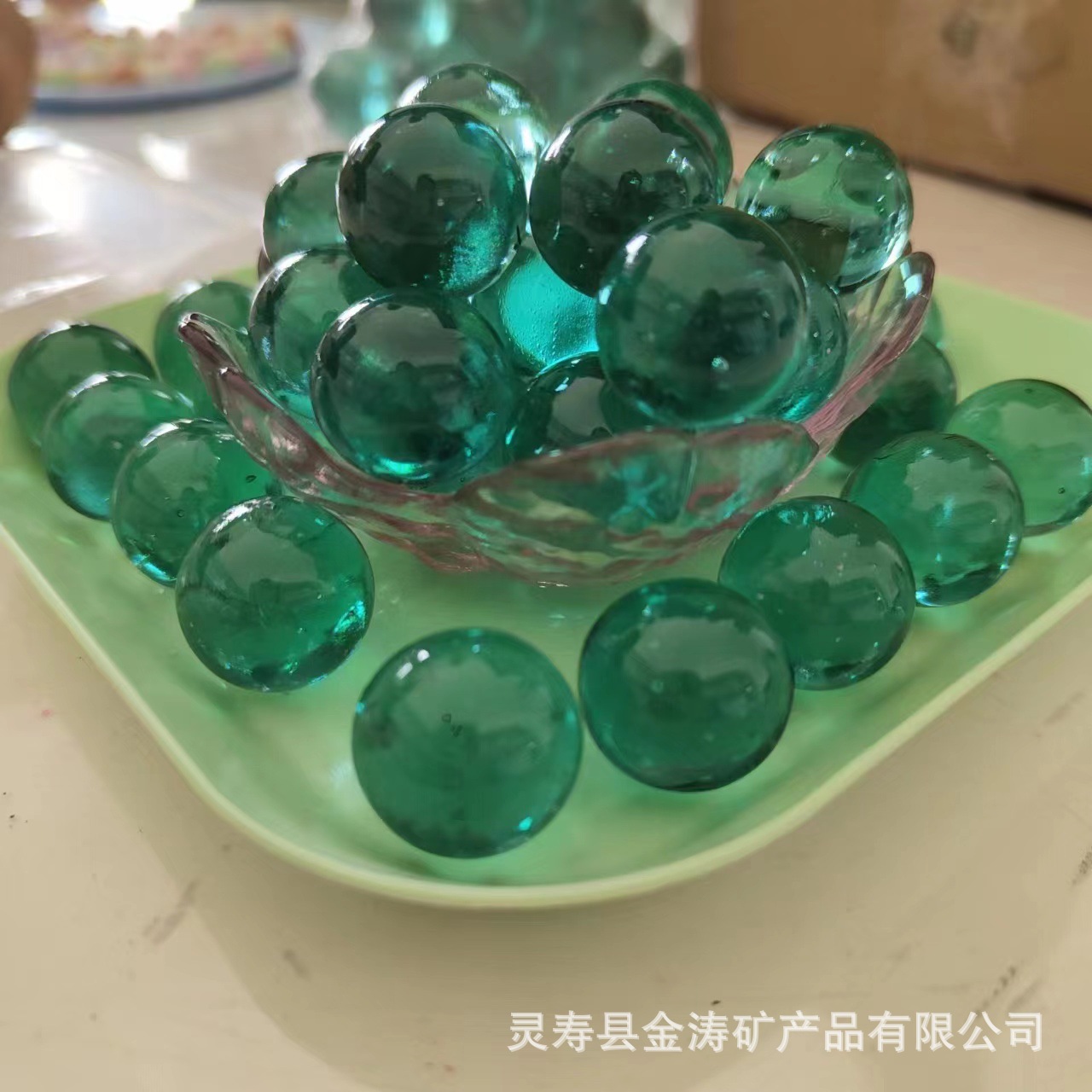 Оптовая продажа зеленых стеклянных шариков для детских игровых автоматов 14 мм, 19 мм, 25 мм, специальные стеклянные бусины