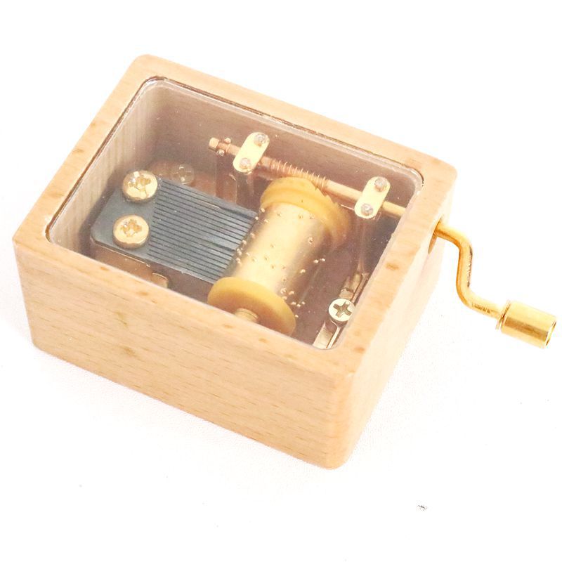 Wooden Transparent Music Box Wooden Hand Music Box Creative Gift Student Birthday Gift Home Simple