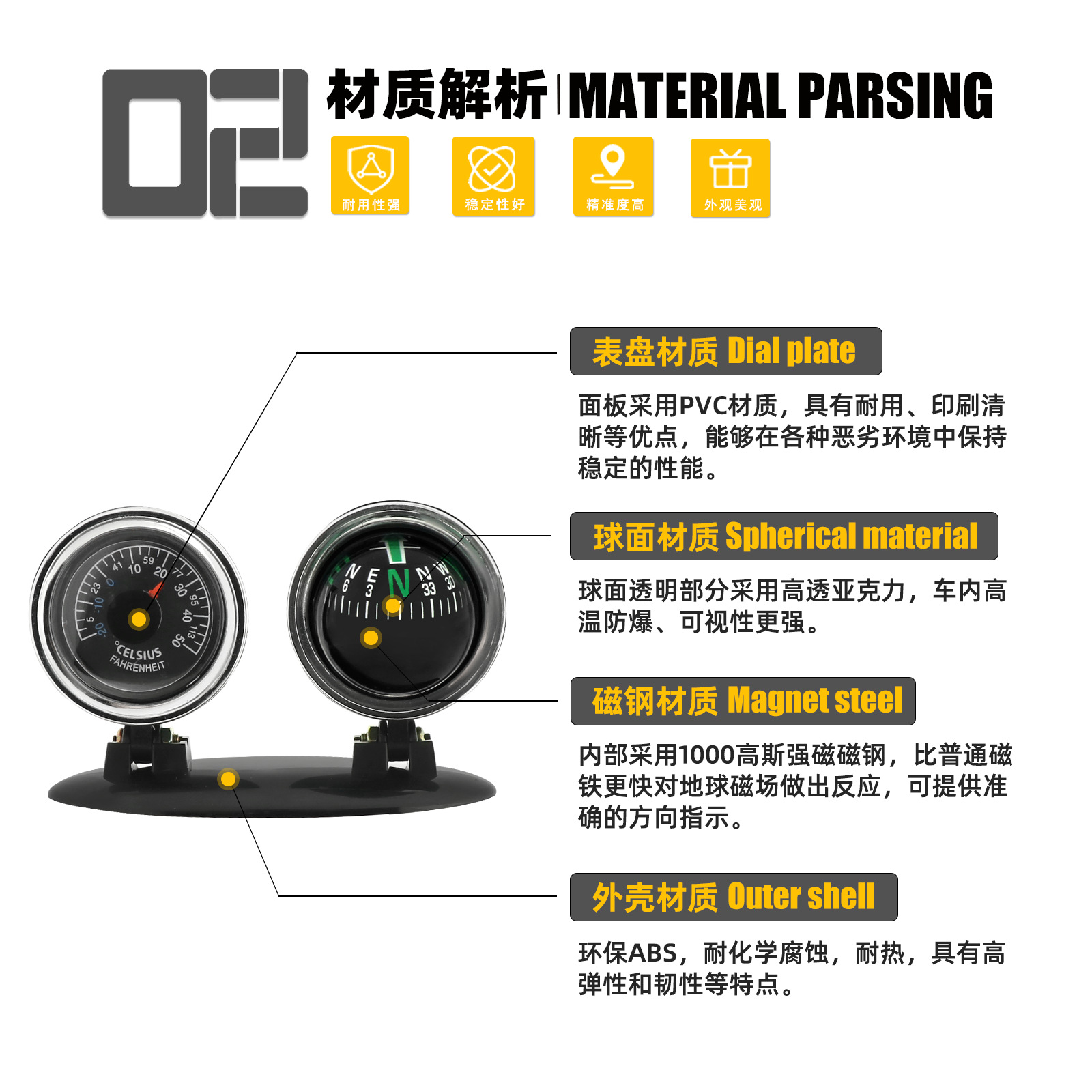 Manufacturers supply LC30 two-in-one car compass car pointing precision in stock multi-function ball