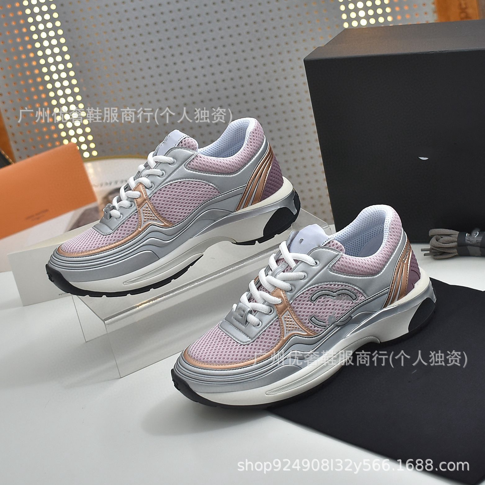 Low-Top Silver Horn King Dad Shoes 2024 Spring Fashion Thick-Soled Height-Increasing Retro Sports Casual Shoes