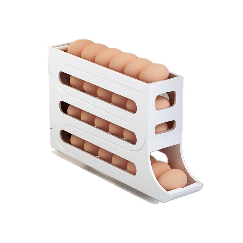 Slide Egg Storage Box for Home Refrigerator Side Door Kitchen Egg Retrieval Tool New Automatic Rolling