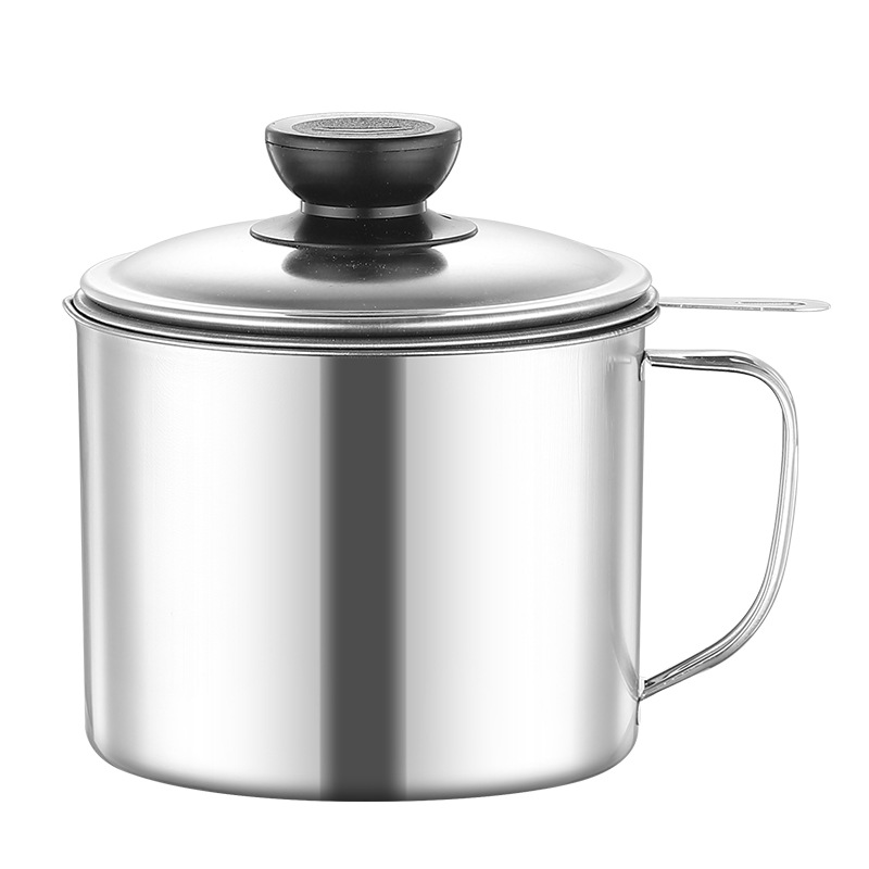 Stainless Steel Oil Pot with Lid Household Kitchen Filter Large Capacity Residue Filter Oil Storage Pork Residue Filter Oil Cup Oil Bottle
