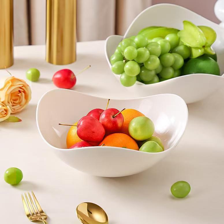 Стильная фруктовая тарелка, белая, для закусок, тарелка для конфет, утолщенная, для офиса и ресторана, корзина для сухофруктов