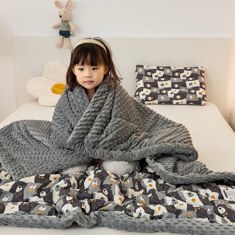 Winter Thickeneded Bean Blanket Baby Spring & Fall Comfort Blanket Kidsren's Baby All Year Round Coral Velvet Small Blanket Soybean Quilt