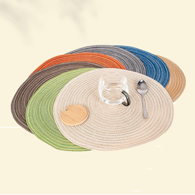 Cross-Border Solid Color Insulation Mat Round European Style Hand-Woven Not Easy to Fade Dining Table Placemat Pot Bowl Plate Heat-Proof Mat