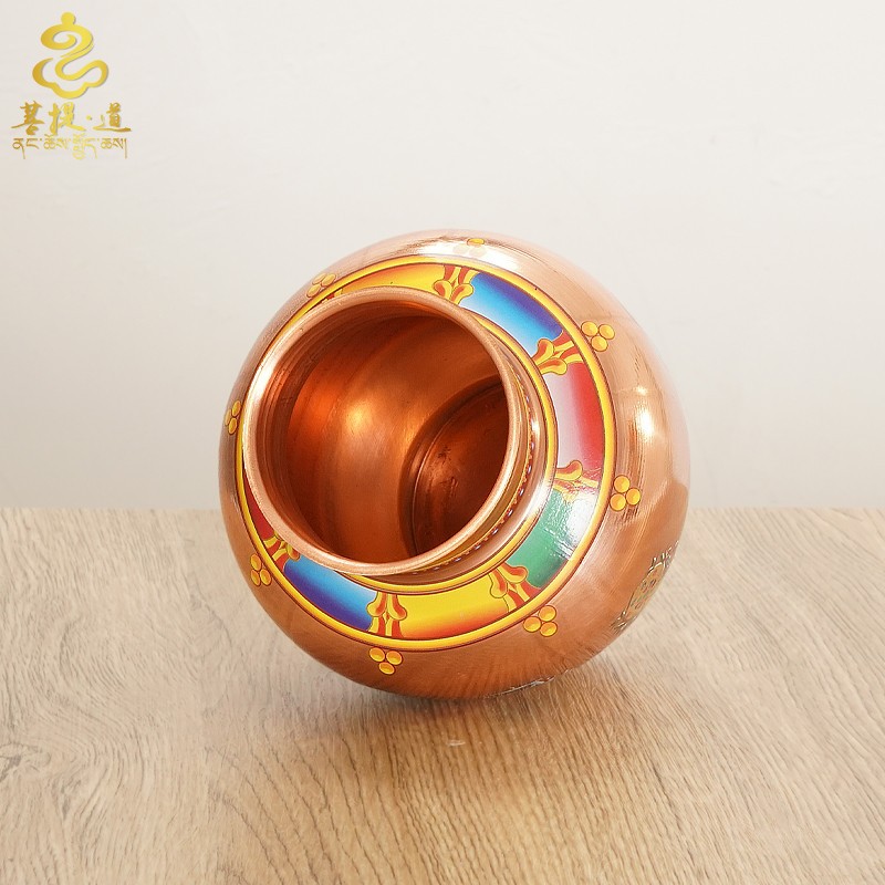 Red Copper Natural Color Printed Eight Auspicious Objects Feng Shui Wealth God Ethnic Style Home Altar Decoration Ornament
