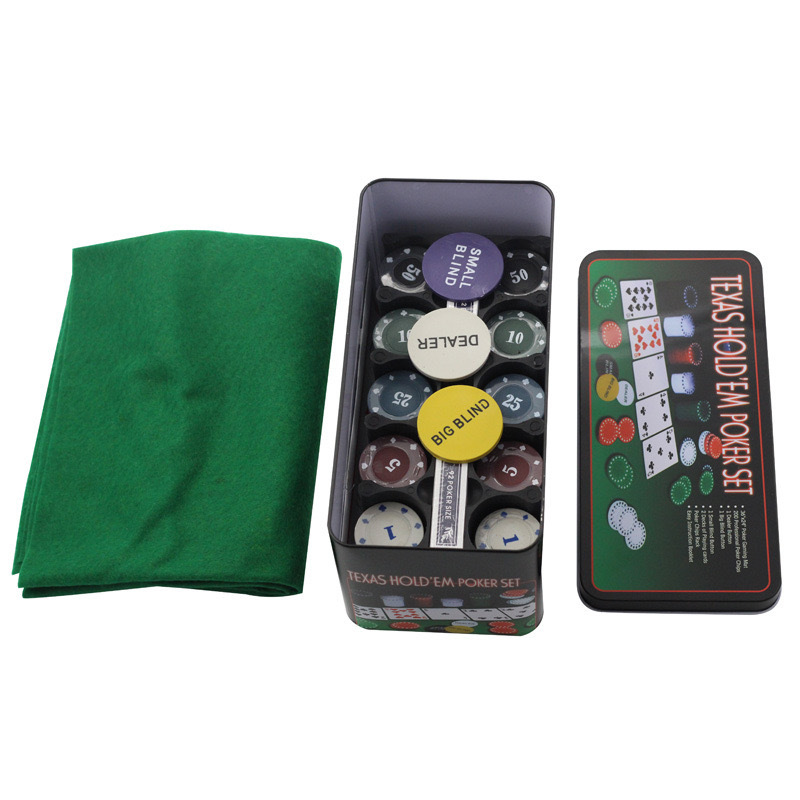 Digital Printing Texas Hold'em Chips suit Tinplate Box Chips 200 Chips Token Chuang Code Poker Tablecloth