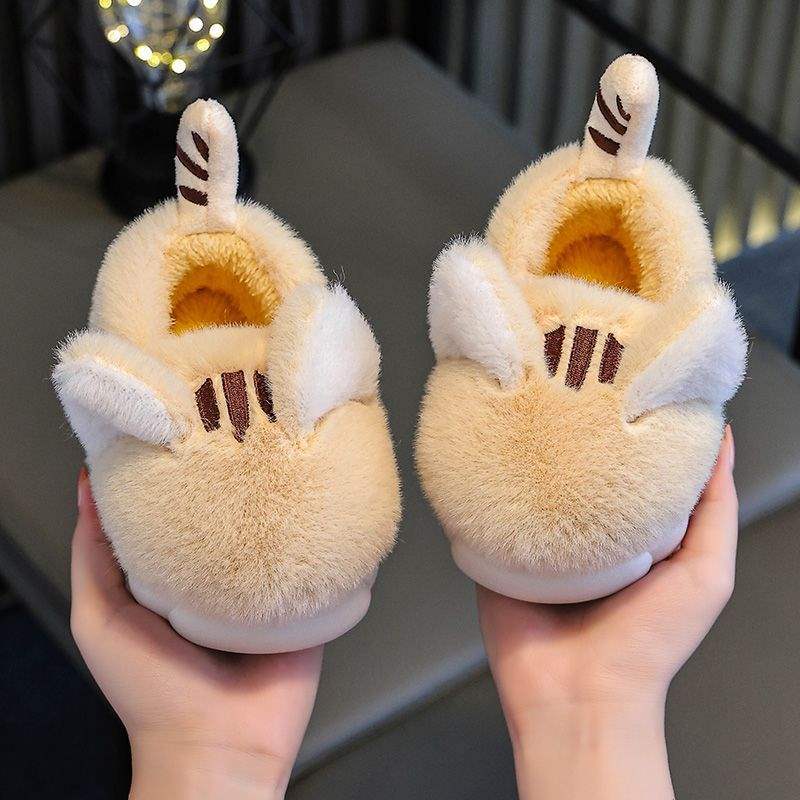 Children's Cotton Shoes for All Seasons, Cartoon Cute Thick-Soled Children's Shoes, Children's Home Indoor Plus Velvet Bag and Cotton Slippers