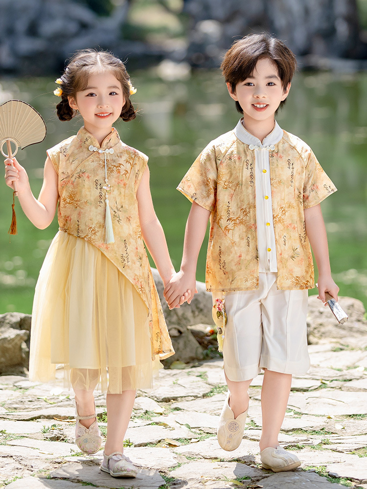 Children's Tang Suit, Han Dynasty, Boy's Summer Dress, Chinese Style Girl's New Chinese Style Ancient Costume, Children's Day Performance Uniform, Kindergarten Class Uniform