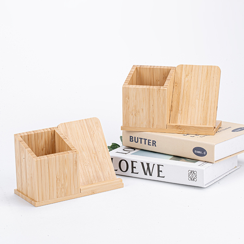 Кросс-бордерный популярный подарок, индивидуальный бамбуковый подставка для ручки, беспроводная зарядка, настольный офисный держатель для визиток