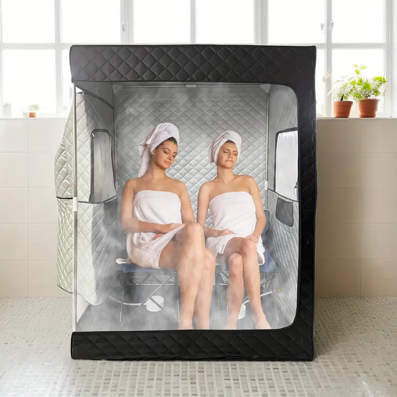 Cross-Border European and American Standard Double-Person Sauna Box Sauna Room Sweat-Wicking Foldableable Household Fumigation Machine Sauna Box Printed with Logo