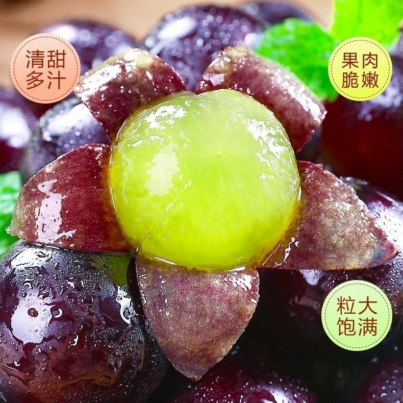 Northeast Giant Peak Grapes, Fresh Fruit, Easy to Peel, Northeast Farm Large Grapes, Whole Box for Pregnant Women, Non-Summer Black