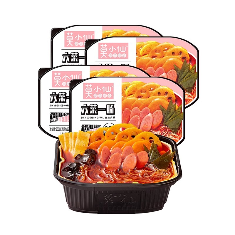 Mo Xiaoxian Chongqing Spicy Self-Heating Hot Pot 6 Dishes 1 Sausage 250g Convenient for Lazy People to Cook Fast Food Whole Box Wholesale