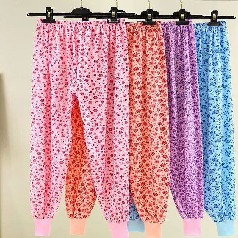 осенние брюки для пожилых женщин с цветочным принтом, домашние брюки для женщин средних лет и пожилых, напечатанные хлопково-шерстяные брюки, свободного кроя большого размера