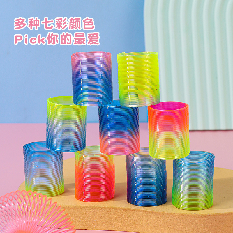 New Sequin Color Rainbow Spring Ring Children's Magic Spring Ring Jenga Wholesale Mini Rainbow Ring Jenga