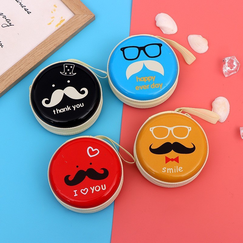 Creative tinplate coin purse cartoon mini round earphone zipper bag portable coin children gift bag wholesale