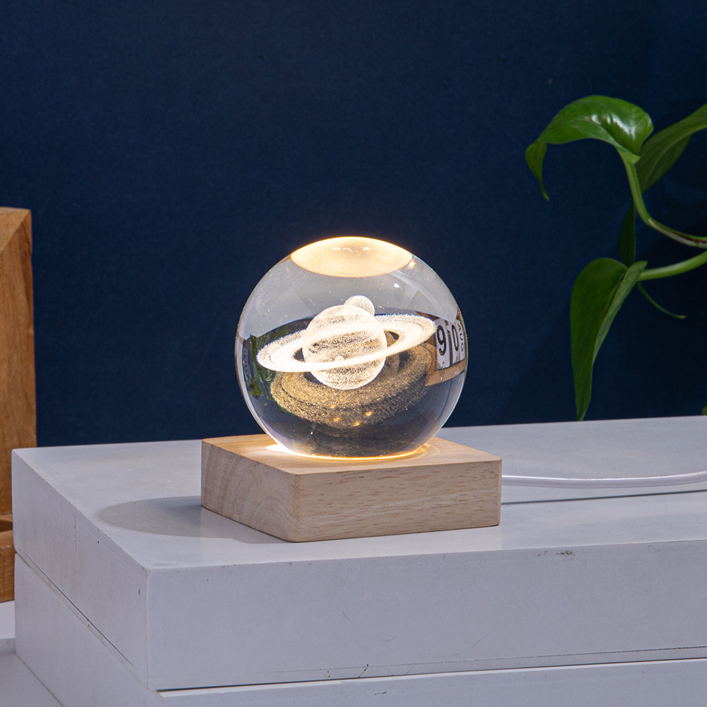 Кристальный шар с 3D гравировкой USB атмосферный декоративный свет маленький квадратный кристальный подарок свет белый кристалл свадебный подарок