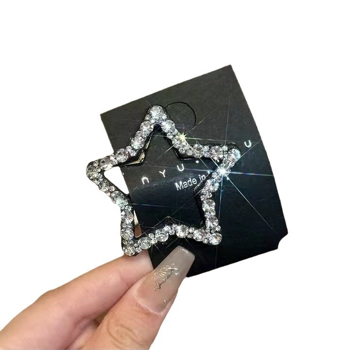 Popular full diamond five-pointed star back head hairpin broken hair finishing headdress clip rhinestone hairpin girl headdress