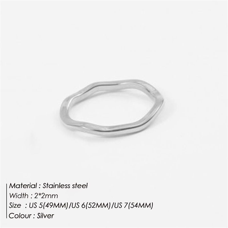 Double-layer Stacked Wavy Ring Women's Vintage Distinctive Irregular All-match Simple Fashion Ring Stainless Steel Ring