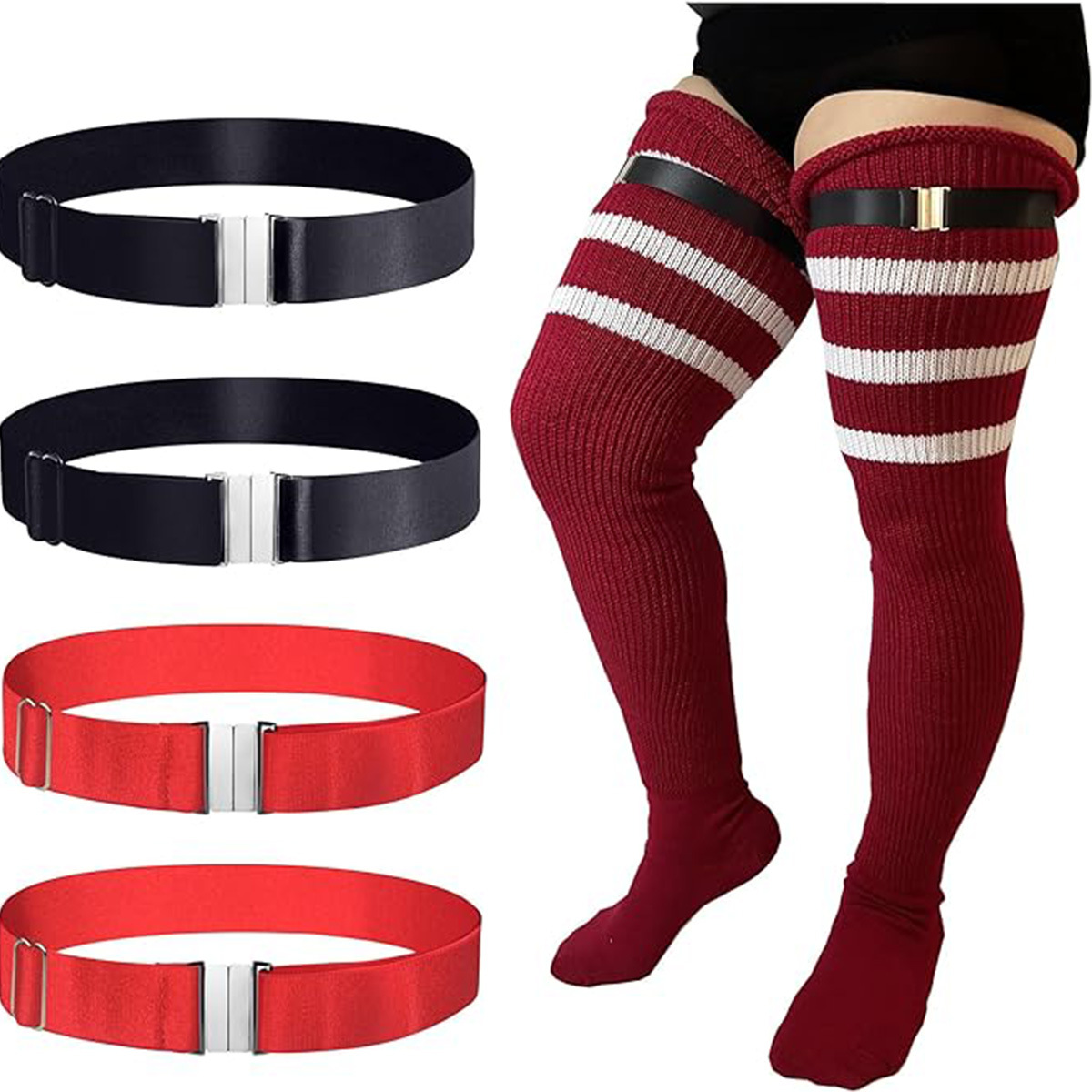 Гартер для женщин больших размеров с регулируемым высокоэластичным чулком