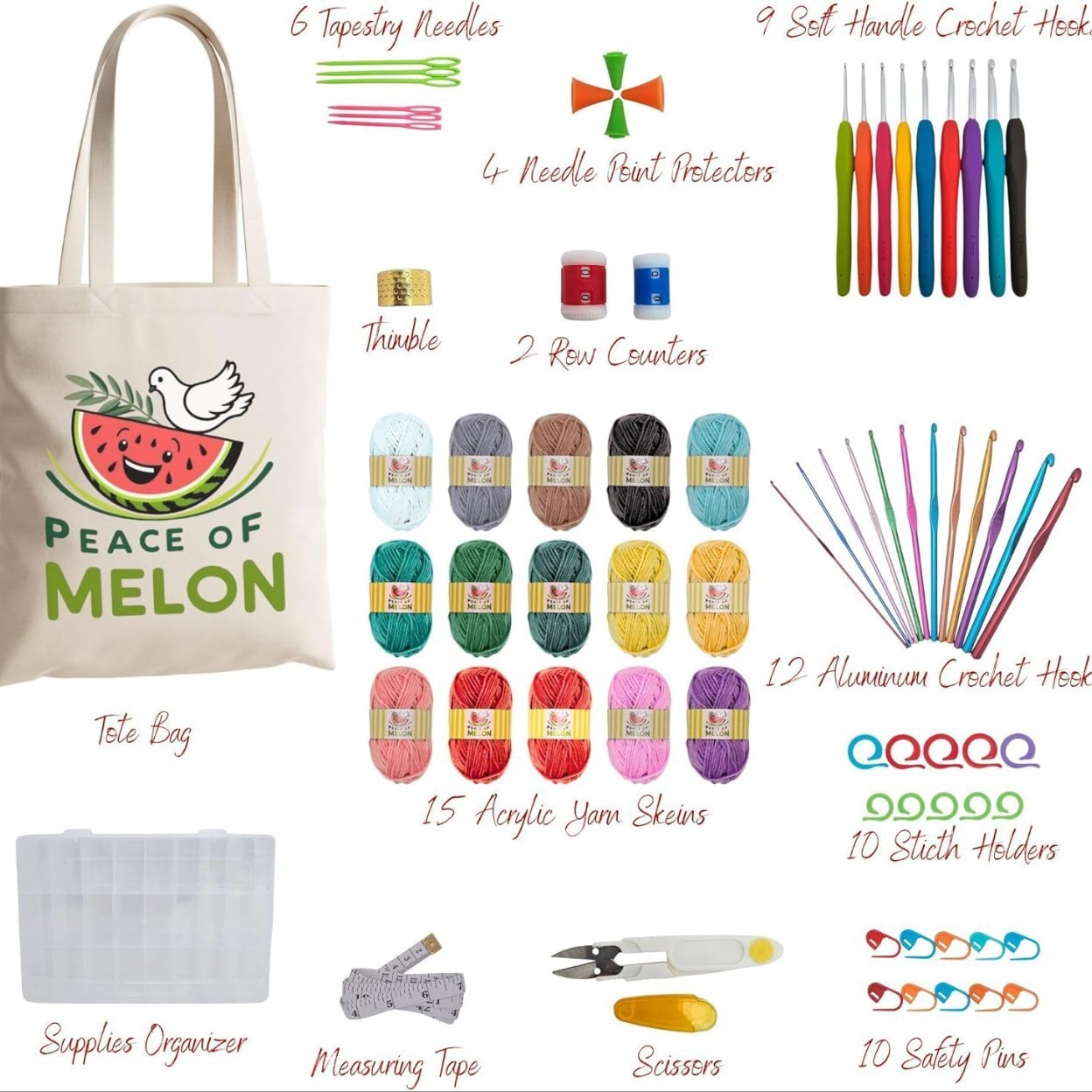 Cross-Border Hot-Selling New Product 73-Piece Set of Novice Knitting Crochet Material Package Wool Set