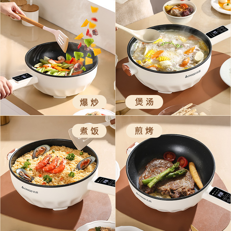 Chigo Electric Stir-frying Pan Household Multi-functional Non-stick Electric Pot Electric Hot Pot Cooking and Frying Pan Electric Cooking Pot
