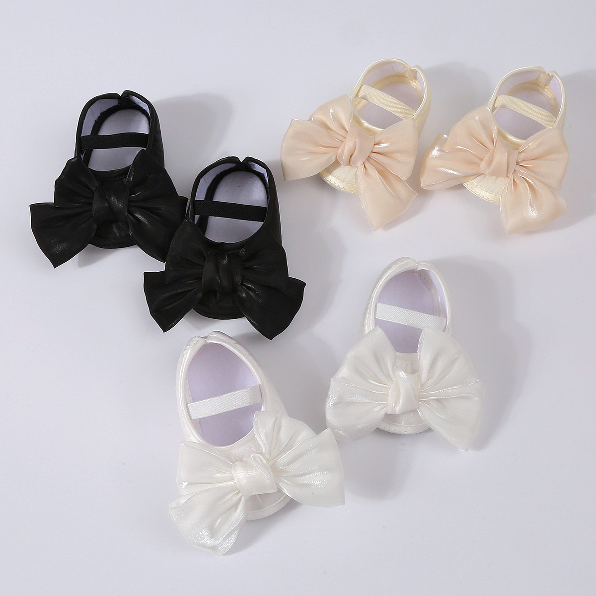 Baby Shoes Mesh Pure Color Shoes + Headband Toddler Shoes Soft Bottom Bow Dotted Non-Slip Spring and Autum New Style