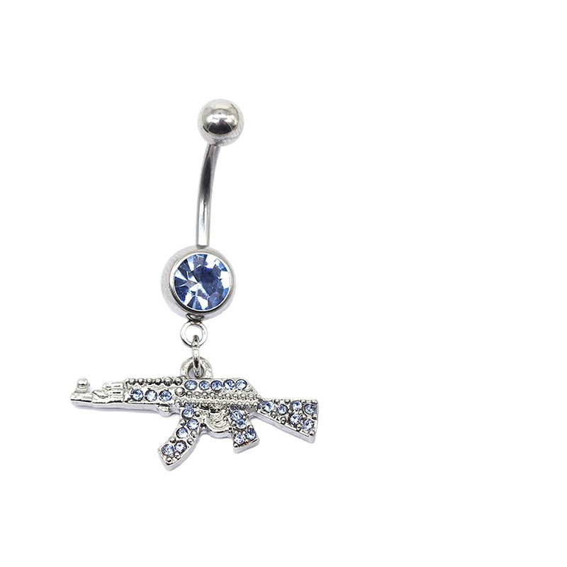 Gaby European and American Cross-border Gun-shaped Geometric Small Pendant Umbilical Ring Umbilical Nail Human Body Piercing Jewelry Diamond Full Diamond Umbilical Buckle