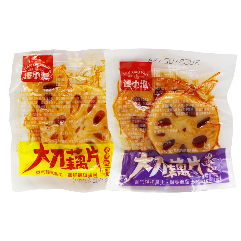 Tan Xiaoxiao tan one knife lotus root slices spicy barbecue flavor whole pack 5kg wholesale leisure food instant snack independent bag