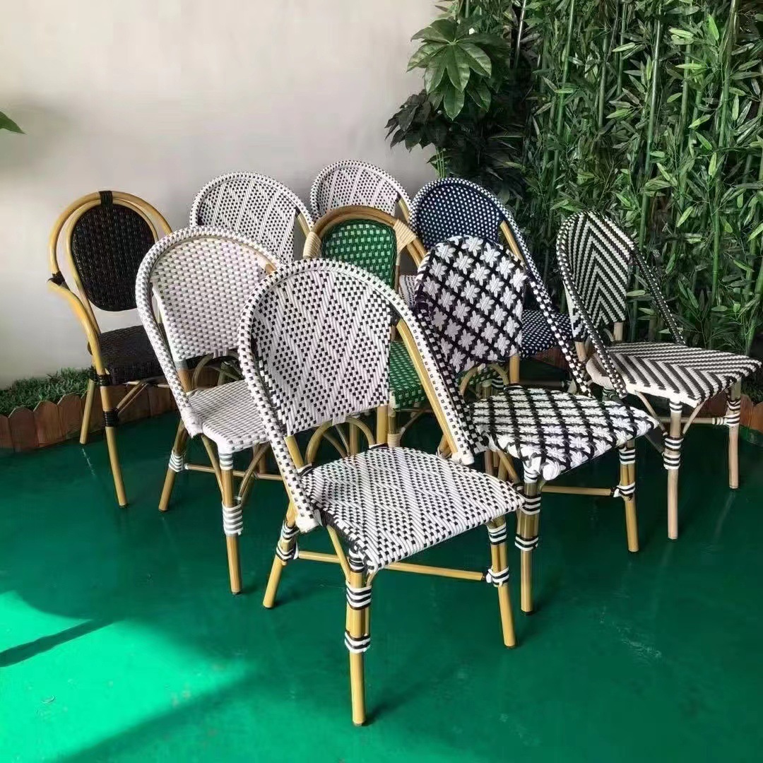 Outdoor Cafe Courtyard Rattan Table and Chair Outdoor Single Chair Balcony Internet Celebrator Hotel Duplex French Rattan Chair