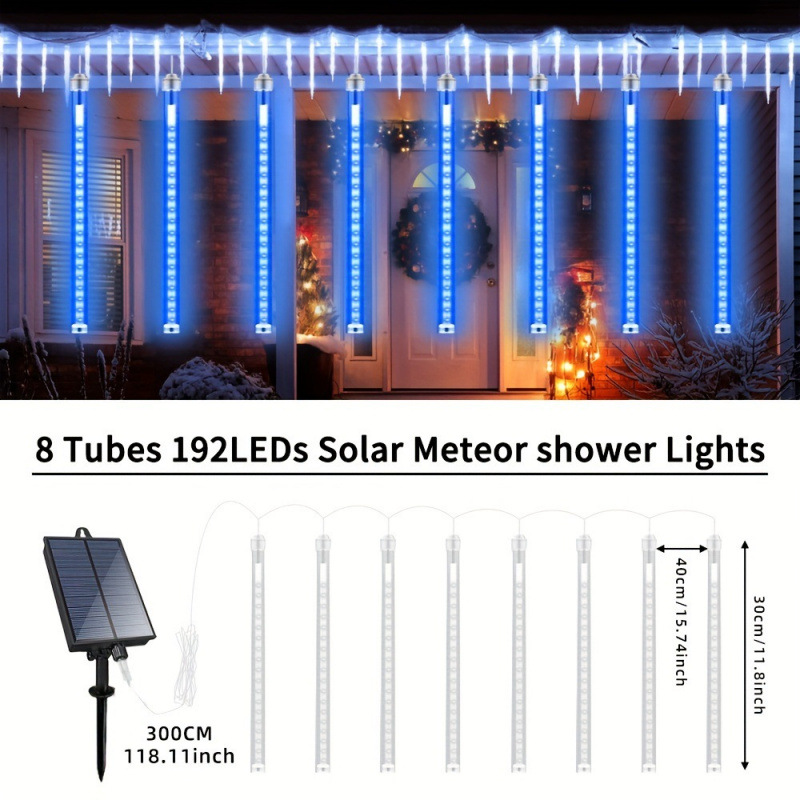 2026 New Cross-Border Dropshipping Solar Meteor Shower Lights Outdoor Christmas Lights Cross-Border Dropshipping