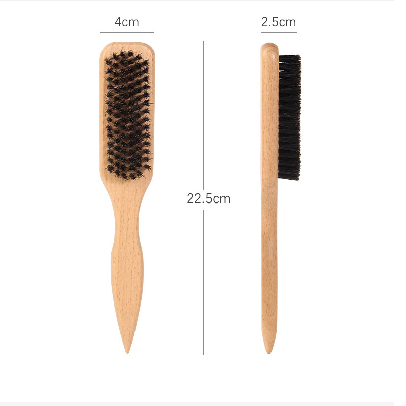 Cross-Border Beechwood Comb Hairbrush Beard Styling Comb Boar Bristle Beard Brush Men's Beard Care Comb Deep Cleaning Brush