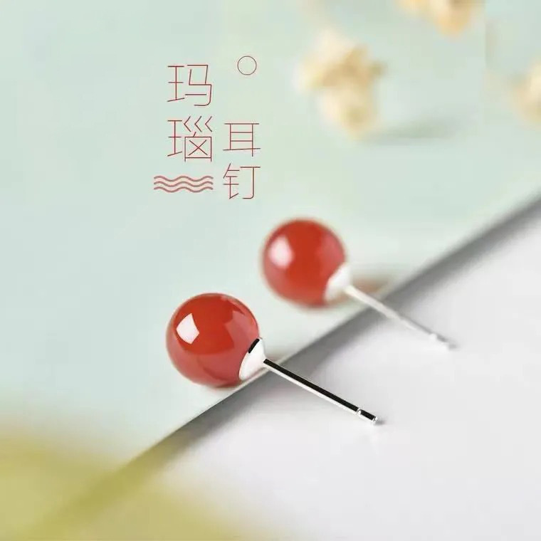 Серьги из красного агата Yuyu, серьги из серебра S925, простые модные ювелирные изделия MN1122121
