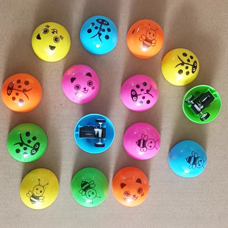 Small Q version cartoon pull back car drop-resistant inertia children student prize 50MM egg ball toy gift wholesale