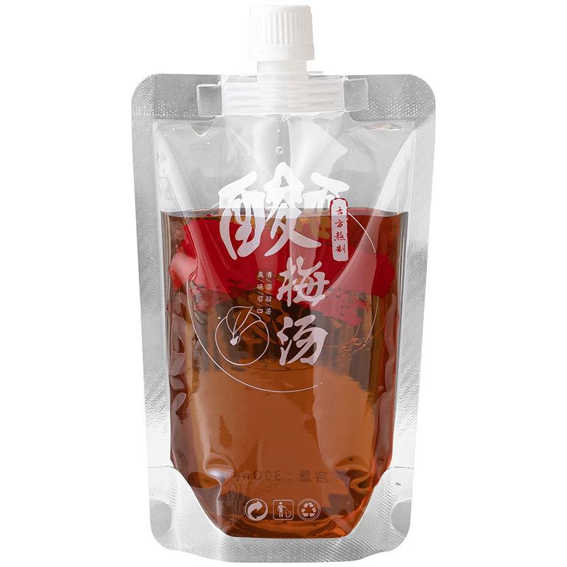 Sour plum soup packaging bag disposable self-standing nozzle bag transparent beverage juice milk tea takeaway packaging sealed bag