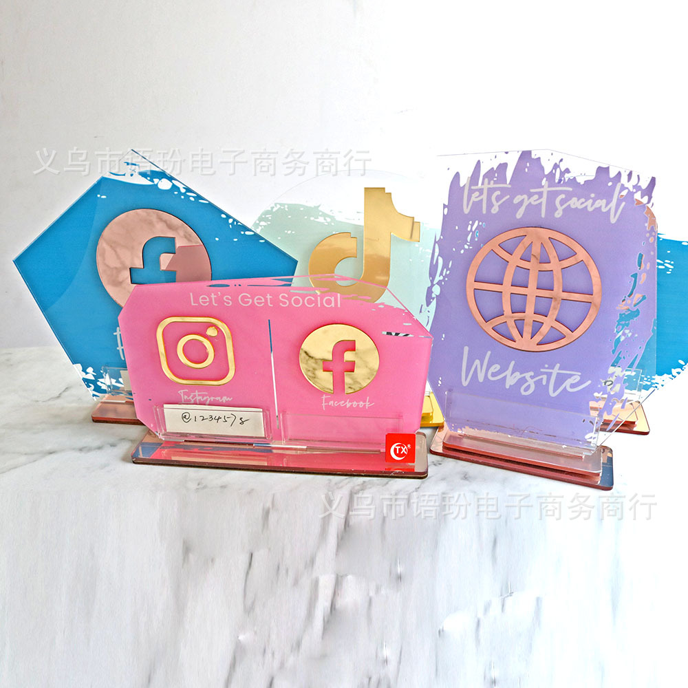 TX Export Hot Selling DIY Personalized Qr Code Logo Business Cashier Payment Social Media Display Table Card