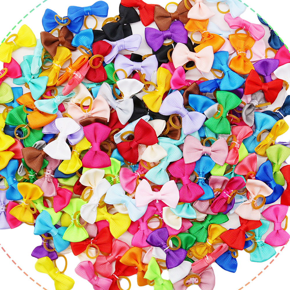 Amazon's New Cute Macaron Color Solid Color Pet Head Flower Rubber Band Hair Tie Headdress Cat and Dog Accessories in Stock