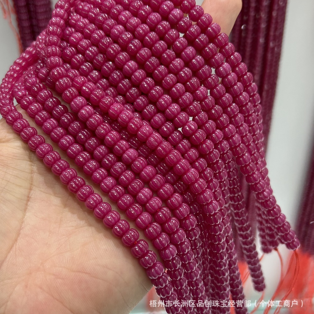 Ruby Red Corundum Round Beads Faceted Smooth Square Pumpkin Beads Water Drop Rice Beads DIY Accessories