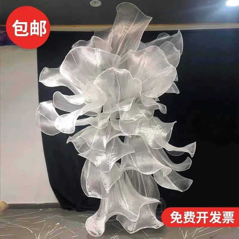 Гигантская цветочная шелковая органза для свадебного декора, фоновая занавеска для окна, цветочная бумажная арт-работа