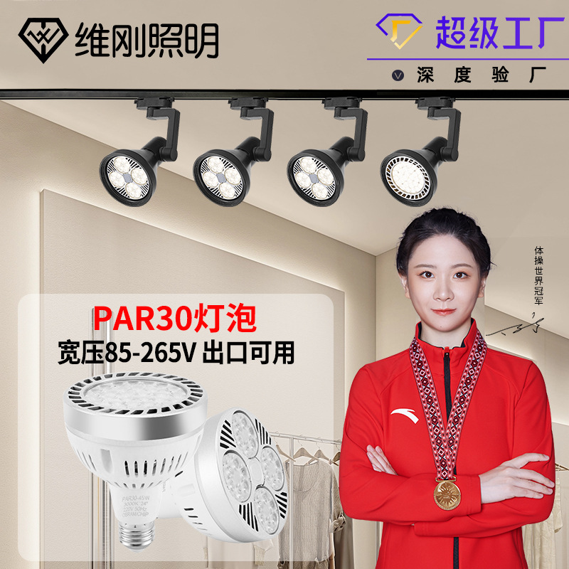 Широкое давление par30 трековая лампа LED трековый светильник 110V Pascal COB прожектор LED источник света E27cob Pascal Light