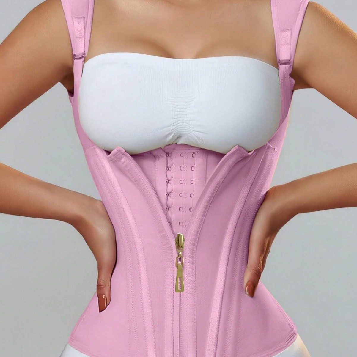 Сетчатый высокоэластичный тренажер для талии с 15 косточками, корректирующий осанку, с застежкой и пуговицами, стиль жилета, пояс для контроля живота, облегающий корсет