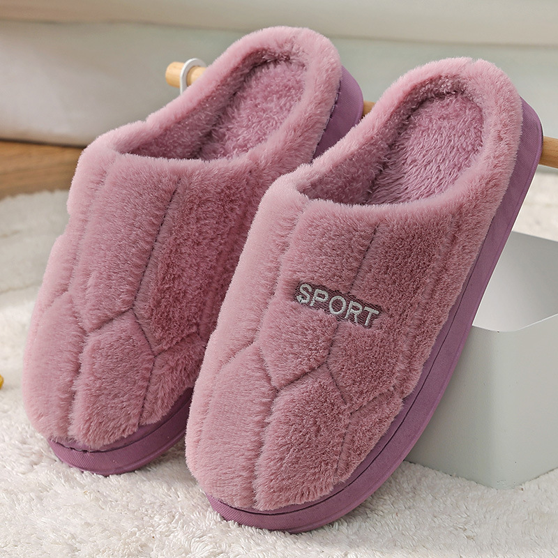 Cotton slippers women's autumn and winter indoor woolen slippers warm cute home couple cotton slippers non-slip confinement shoes wholesale